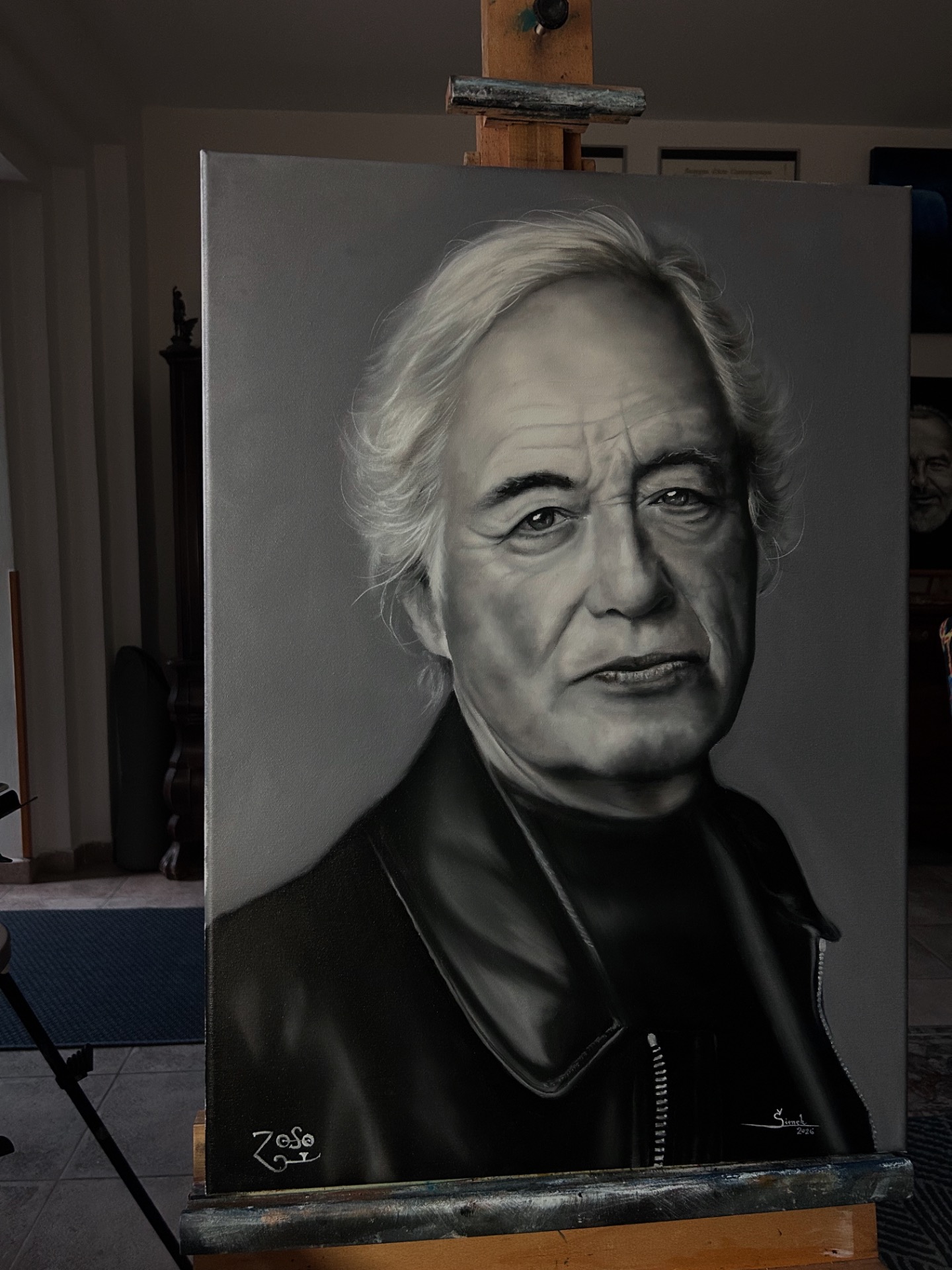 Jimmy Page, olejomalba 70/50. Obraz je k dispozici